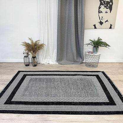 Alfa Rich 4x6 Black Washable Area Rugs for Living Room Bedroom Kitchen Cotton Pet Friendly Rug