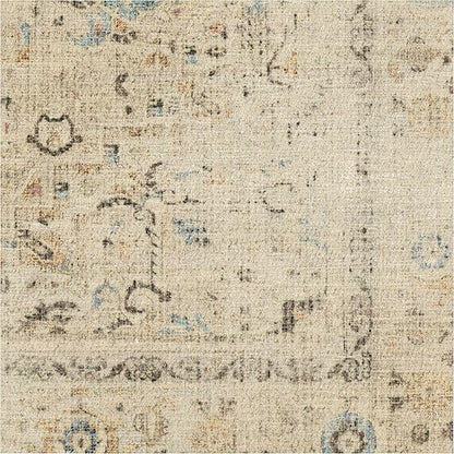 RUGGABLE Washable Vintage Runner Rug – Kamran Ivory Opal 2.5x10, Stain-Resistant, Non-Slip Hallway Runner – Machine Washable Rug for Hallway, Entryway, Living Room & Kitchen–with Cushioned Pad