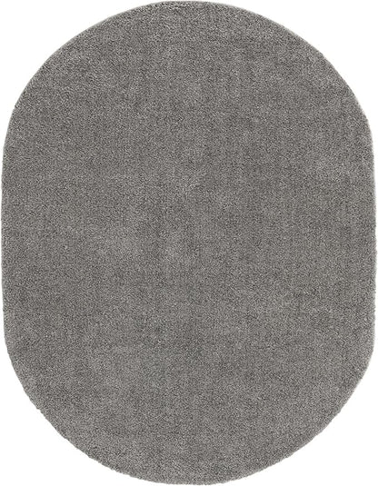 Unique Loom Solo Collection Area Rug - Calabasas (7' 10" x 10' Oval, Gray)