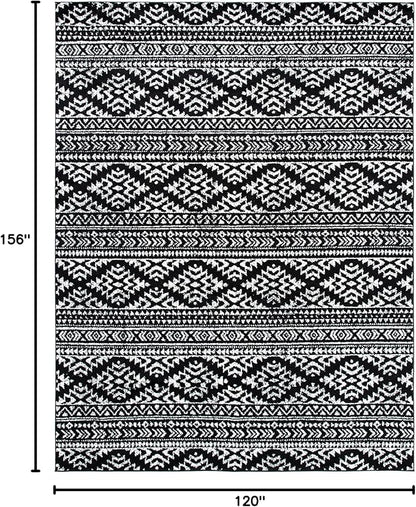 SAFAVIEH Area Rug 10x13 - Tulum Collection - Large - Black & Ivory, Moroccan Boho Tribal Design, Non-Shedding & Easy to Clean, Ideal for Living Room, Bedroom, Dining Space (TUL272Z)
