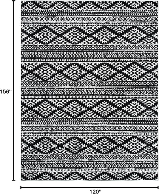 SAFAVIEH Area Rug 10x13 - Tulum Collection - Large - Black & Ivory, Moroccan Boho Tribal Design, Non-Shedding & Easy to Clean, Ideal for Living Room, Bedroom, Dining Space (TUL272Z)