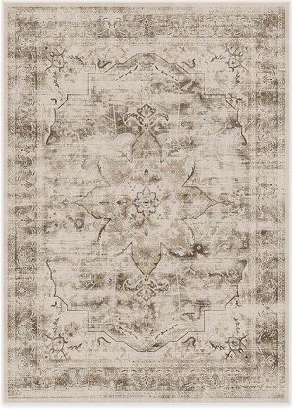 RUGGABLE Washable Vintage Area Rug – Sarrah Hazel 10x14, Stain-Resistant, Non-Slip – Large Machine Washable Rugs for Living Room, Bedroom, Hallway, Entryway & Office–with Standard Pad