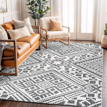 Rugshop Boho Cream Tribal Area Rug 5x7 – Modern Indoor Carpet for Living Room, Bedroom, or Entryway – Non-Shedding, Low Pile Geometric Design 5' x 7'