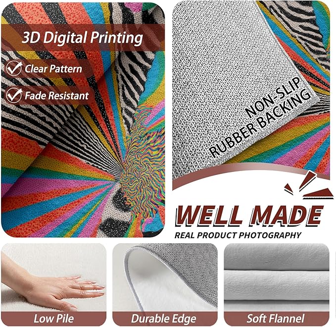 Graffiti Rugs for Bedroom - Colorful Abstract Street Art Area Rug 5x8, Hippie Aesthetic Funky High Traffic Anti Slip Carpets Home Decor #C086