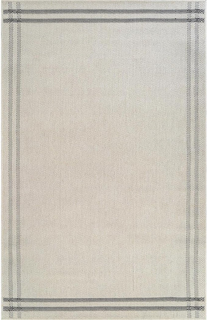 Easy Jute Rugs 6x9 Bordered Bone Color Living Room Indoor Outdoor Area Rug for Patio and Kitchen Rug High Traffic Washable Easy to Clean Solid Boho Woven Design Outside Carpet (6 x 9)