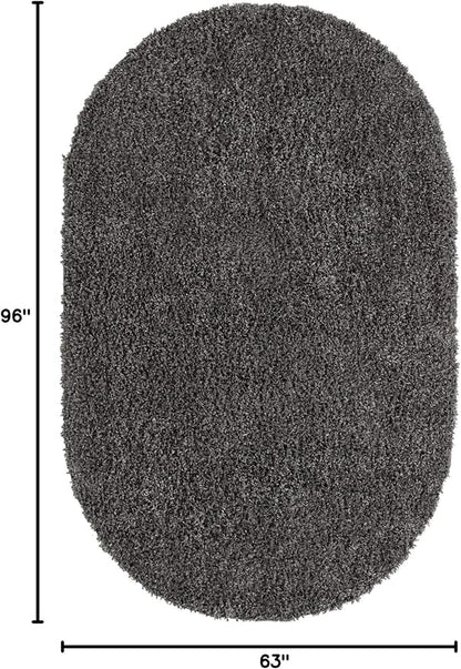 Unique Loom Davos Shag Collection Area Rug - Solid (5' 3" x 8' Oval, Peppercorn)