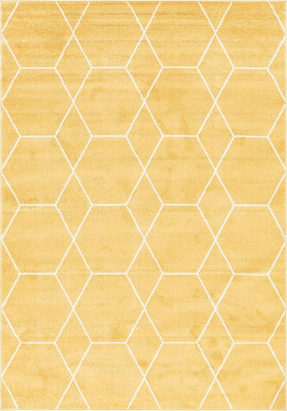 Unique Loom Trellis Frieze Collection Area Rug - Geometric (7' 1" x 10' Rectangle Yellow/Ivory)