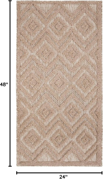 Nourison Home Versatile Natural Beige 2' x 4' Area Rug - Easy Clean, Non Shedding, Bed Room, Living Room, Dining Room, Kitchen (2' x 4')