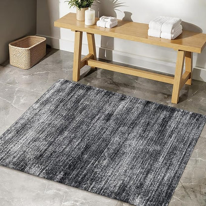 Black Rugs for Kitchen Bathroom,Boho Abstract Small Area Rugs for Bedroom,Black and White,3x5
