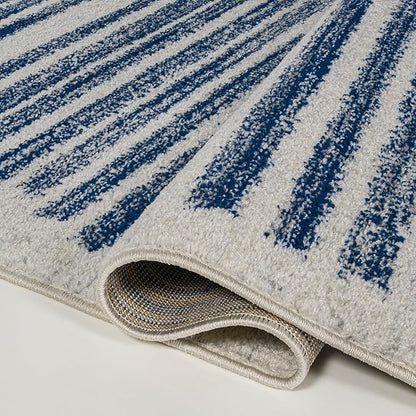 JONATHAN Y Khalil Modern Berber Stripe Cream/Navy Indoor Area Rug, 8x10, Contemporary, Bohemian, Easy-Cleaning for Living Room, Bedroom, Kitchen, Pet Friendly, Non-Shedding (MOH207E-8)
