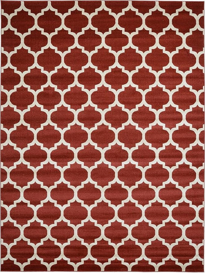 Rugs.com Lattice Collection Rug – 9' x 12' Dark Terracotta Medium Rug Perfect for Living Rooms, Large Dining Rooms, Open Floorplans