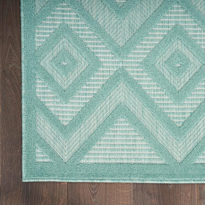 Nourison Home Versatile Aqua Teal 9' x 12' Area Rug - Easy Clean, Non Shedding, Bed Room, Living Room, Dining Room, Kitchen (9' x 12')