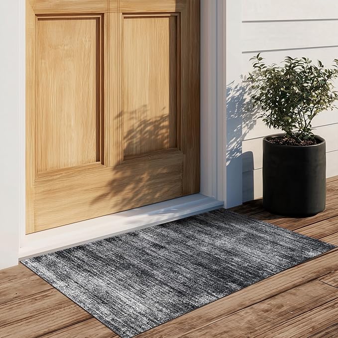 Black and White Rug for Bathroom Kitchen,Washable Non Slip Abstract Area Rugs for Entrway,2x3