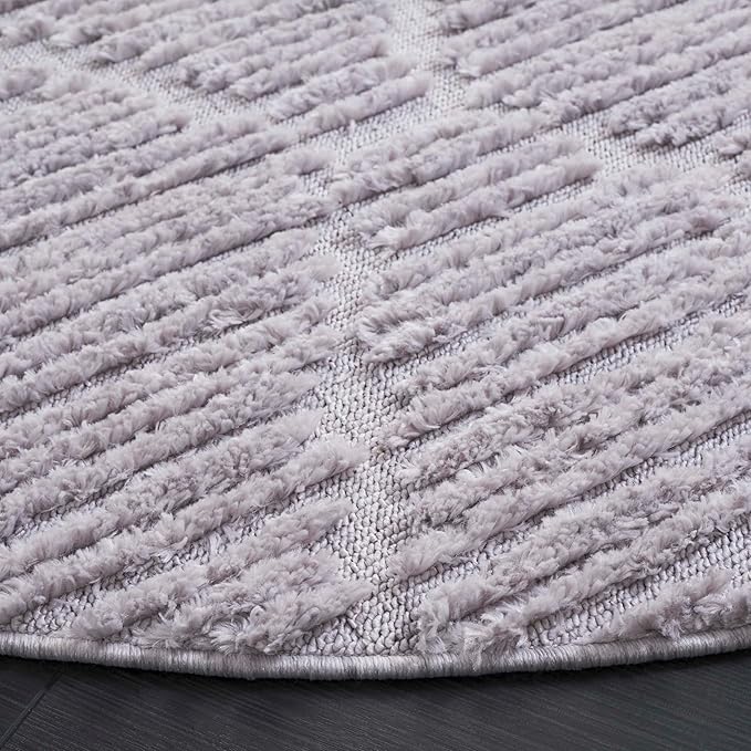 SAFAVIEH Marrakesh Collection Area Rug - 8' Round, Grey, Geometric Design, Ideal for High Traffic Areas in Living Room, Bedroom, Dining (MRK517F)