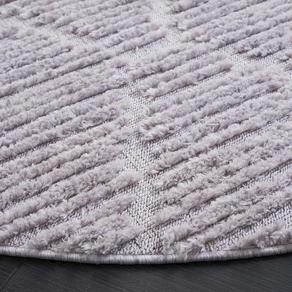 SAFAVIEH Marrakesh Collection Area Rug - 3' Round, Grey, Geometric Design, Ideal for High Traffic Areas in Living Room, Bedroom, Dining (MRK517F)