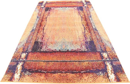 Unique Loom Estrella Collection Rustic, Distressed, Modern, Abstract Area Rug (5' 0 x 8' 0 Rectangular, Orange/Black)