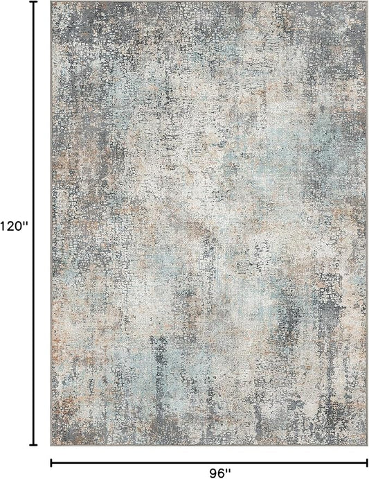 GENIMO Washable Area Rugs for Living Room, 10x14 Modern Non Slip Rugs, Low Pile Lightweight Soft Print Rug for Bedroom, Dining Room, Home Office, Washed Light Blue
