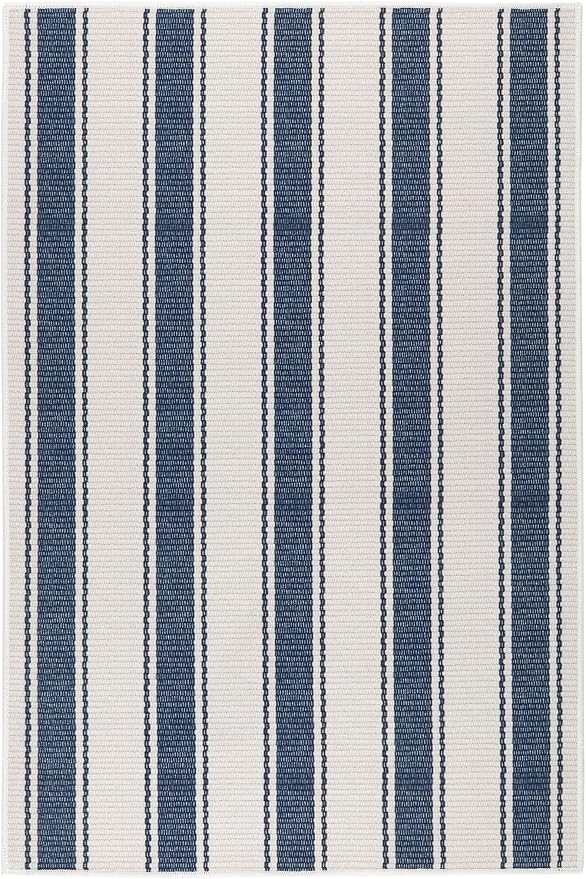 Dash & Albert Awning Stripe Blue Machine Washable Rug, 2.5 X 8 Feet, Blue Stripe Pattern
