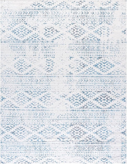 SAFAVIEH Area Rug 8x10 - Tulum Collection - Large - Ivory & Turquoise, Moroccan Boho Tribal Design, Non-Shedding & Easy to Clean, Ideal for Living Room, Bedroom, Dining Space (TUL272E)