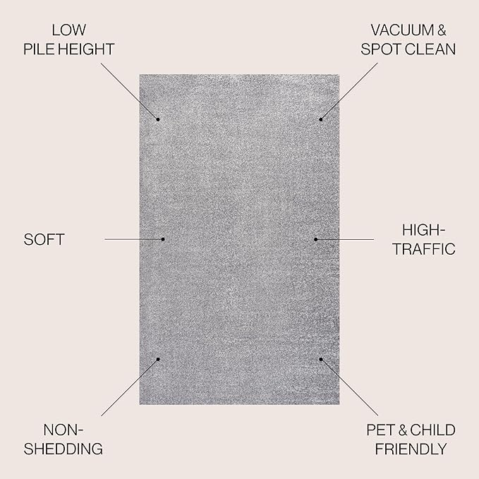 JONATHAN Y Haze Solid Low-Pile Gray 5x8 Oval Indoor Area Rug, Coastal,Bohemian,Minimalist,Classic, Easy-Cleaning for Living Room,Bedroom,Kitchen,Pet Friendly,Non-Shedding (SEU100A-5OV)