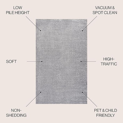 JONATHAN Y Haze Solid Low-Pile Gray 8' Round Indoor Area Rug, Coastal,Bohemian,Minimalist,Classic, Easy-Cleaning for Living Room,Bedroom,Kitchen,Pet Friendly,Non-Shedding (SEU100A-8R)