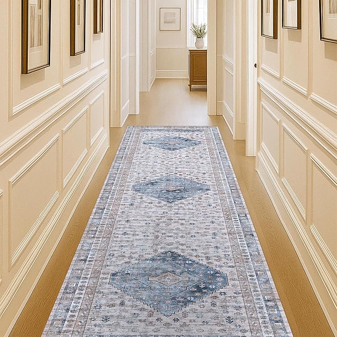 Washable Area Rug. Modern Farmhouse. Vintage. Turkish. Bohemian. Distressed. Oriental. Traditional. Rugs for Living Room. Dining. Bedroom. Office. Entryway. Foyer. (859NC, 2'5" x 4'9")
