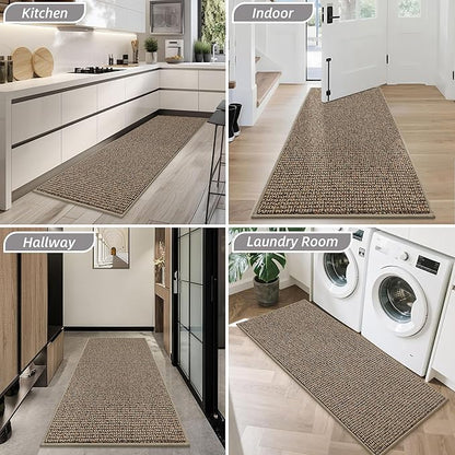 BEQHAUSE Dirt Trapper Door Mat 20" x 48", Non-Slip Washable Doormats Entrance Mat, Dirt Resistant and Absorbent Welcome Mat, Low Profile Floor Mats for Front Back Door and Entryway, Beige