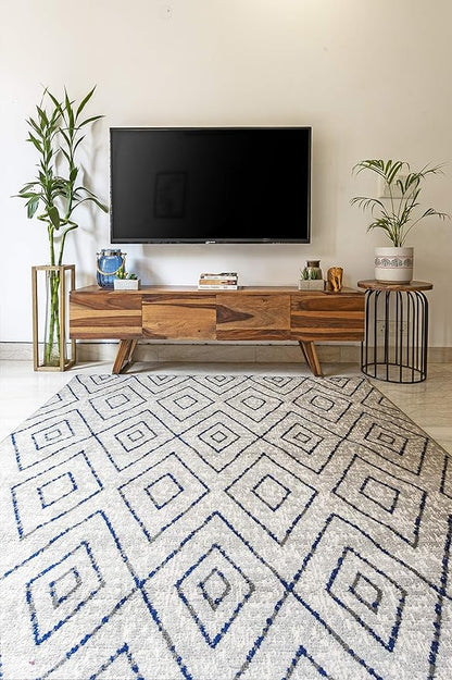 Furnish my Place Diamond Pattern Area Rug - 5 ft. x 8 ft., Light Grey, Moroccan, Transitional Rug with Geometric Style
