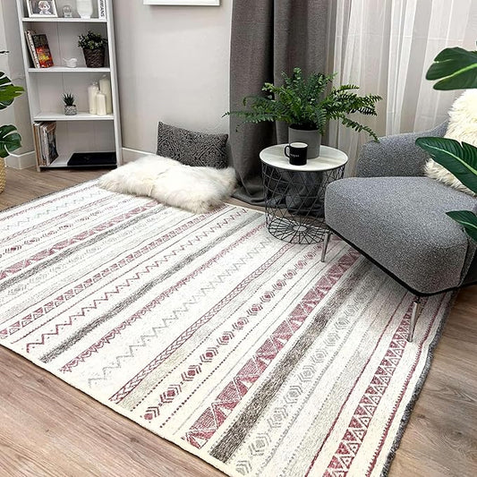 Alfa Rich 3x10 Mauve Off White Washable Area Rugs for Living Room Hallway Kitchen Decor Runner Rug