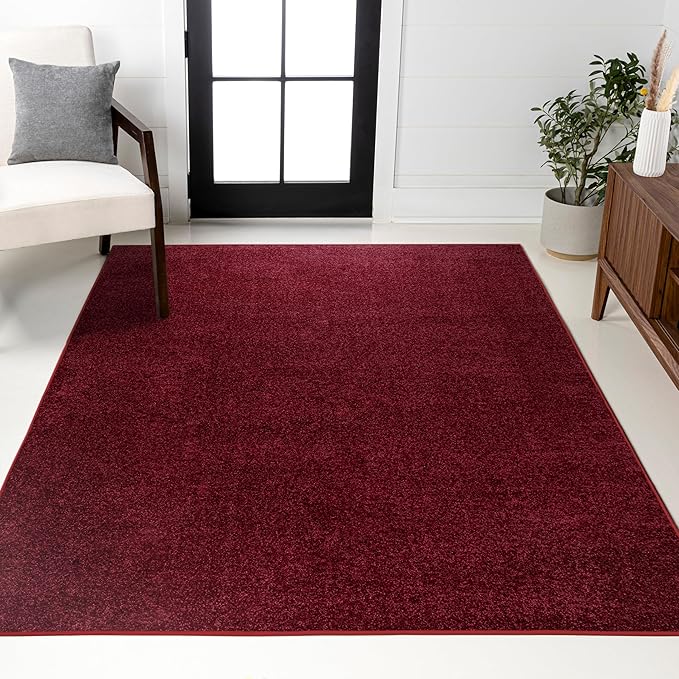 JONATHAN Y Haze Solid Low-Pile Dark Red Indoor Area Rug 4x6, Coastal,Bohemian,Minimalist,Classic, Easy-Cleaning for Living Room,Bedroom,Kitchen,Pet Friendly,Non-Shedding (SEU100Q-4)