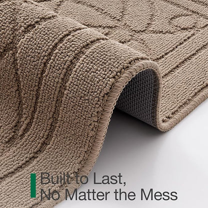 LUMI Door Mat Indoor Entrance 48"x72", Front Welcome Mat with Non-Slip Rubber Backing, Low Profile Dirt Trapper Inside Doormat for Entrance, Garage, Patio, Beige