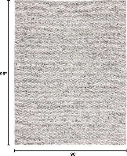 SAFAVIEH Natura Collection Area Rug - 8' Square, Light Grey & Ivory, Handmade Wool Blend, Textured Design, Ideal for Living Room, Bedroom, Dining Space (NAT620G)