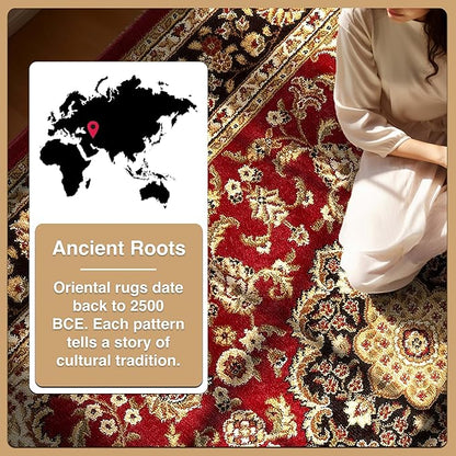 Well Woven Barclay Collection Medallion Kashan Red 8x10 Area Rug - for Living Room, Bedroom, and Dining Room