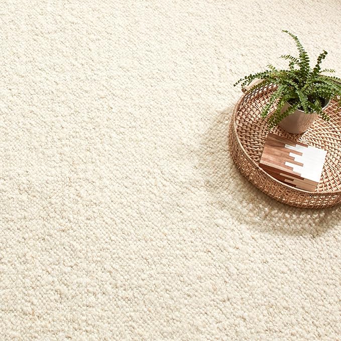 Dash & Albert Holmstead Ivory Handwoven Wool Rug, 3 X 5 Feet, Ivory Solid Pattern - Premium Luxury Hotel Quality Soft Breathable Hypoallergenic Machine Washable Easy Care All Season Comfortable