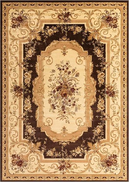 Rugs.com Chateau Collection Rug – 7' 10 x 11' Brown Medium Rug Perfect for Living Rooms, Large Dining Rooms, Open Floorplans