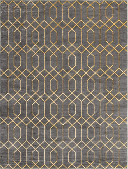 Unique Loom Glam Collection Area Rug - Trellis (10'x 13' Rectangle, Gray Gold/ Gold)