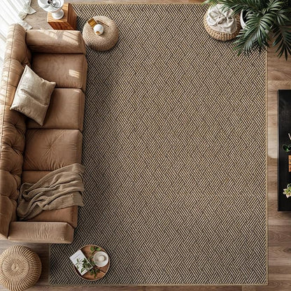 Easy Jute Rugs 8x10 Herringbone Natural Color Living Room Indoor Outdoor Area Rug for Patio and Kitchen Rug High Traffic Washable Easy to Clean Solid Boho Woven Design Carpet (8 x 10)