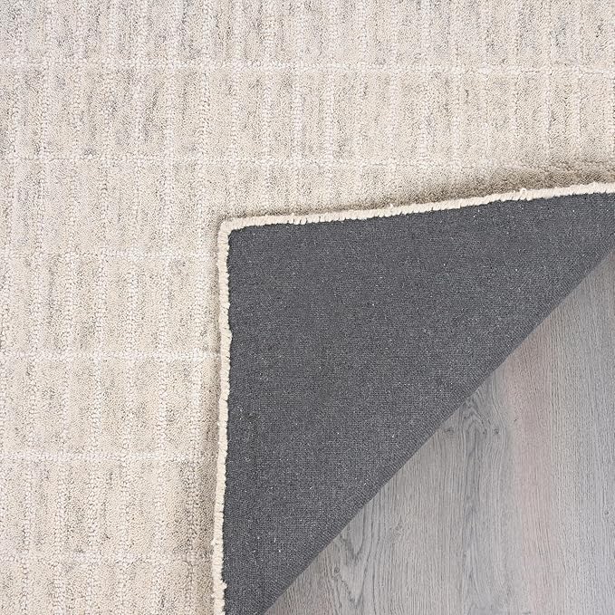 Hand-Tufted 100% Wool Area Rug – Unique Modern Geometric Grid Pattern, Soft Plush Textured Carpet for Living Room, Bedroom, Dining Room & Entryway (Grey, 2.6' x 8')