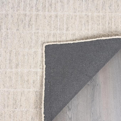 Hand-Tufted 100% Wool Area Rug – Unique Modern Geometric Grid Pattern, Soft Plush Textured Carpet for Living Room, Bedroom, Dining Room & Entryway (Grey, 2.6' x 12')