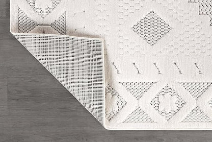 Modern Micro Loop Indoor Area Rugs for Living Room Bedroom Kitchen Geometric Trellis White 4x6 Luxury Durable Low and High Pile Non-Shedding Stain Resistant Soft Area Carpet 4 x 6
