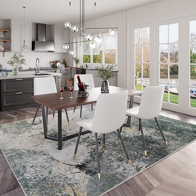Arbosofe Modern Abstract Rug for Living Room, 6'x9' Washable Area Rug with Non-Slip Backing & Short Pile, Large Carpet with Abstract Pattern for Living Room Bedroom and Dining Floor Carpet Grey