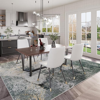 Arbosofe Modern Abstract Rug for Living Room, 6'x9' Washable Area Rug with Non-Slip Backing & Short Pile, Large Carpet with Abstract Pattern for Living Room Bedroom and Dining Floor Carpet Grey