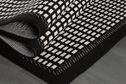 Beverly Rug Micro Loop Area Rug Black/White 5x7 Geometric Modern Luxury Zebra Durable Soft Indoor Rugs for Living Dining Room Office Stain Resistant Non Shedding Casual Indoor Carpet 5 x 7