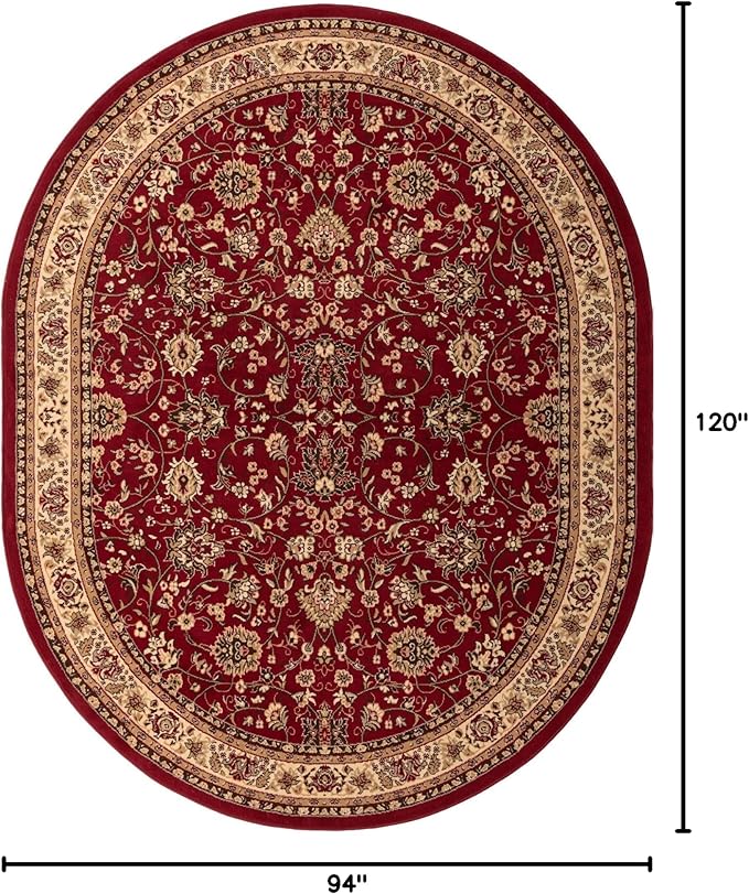 Unique Loom Sialk Hill Collection Area Rug - Washington (7' 11" x 10' Oval Burgundy/Cream)