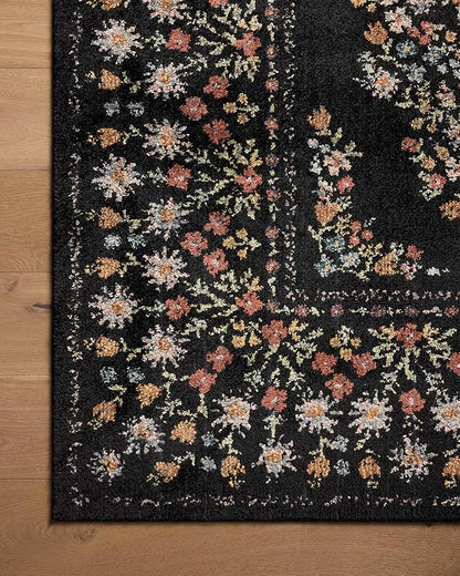 Loloi Rifle Paper Co. Laurel Collection LAU-02 Black 5'-3" x 7'-8" Area Rug
