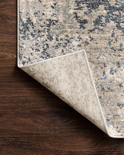 Loloi Teagan Collection TEA-07 Natural/Denim 5'-3" x 7'-6" Area Rug, Large, Soft Neutral Rug, High-Traffic for Living Room, Bedroom, Home Office, Dining Area