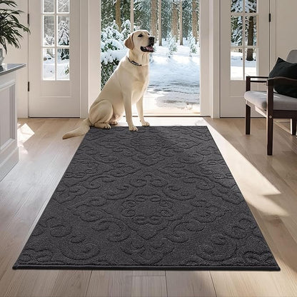 COSY HOMEER Door Mat 36”x60”,Absorbent Dirt Trapper Entryway Rugs,Non-Slip Welcome Mat,Washable Entry Rugs,Low Pile Doormat for Front Back Door,Wet Shoes & Paws,Dark Grey