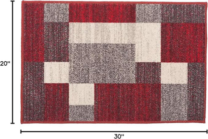 Modern Boxes Design Non-Slip (Non-Skid) Area Rug 20" X 30" Red