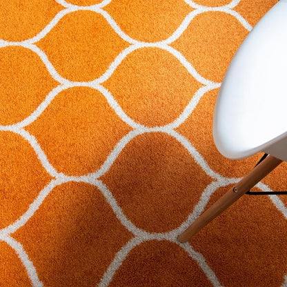 Rugs.com Lattice Frieze Collection Rug – 8' x 11' Orange Medium Rug Perfect for Living Rooms, Large Dining Rooms, Open Floorplans