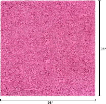 Unique Loom Solid Shag Collection Area Rug (8' Square, Taffy Pink)